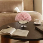 Pink roses 16 flowers silver bloom metal vase_09.webp