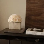 Wabi-Sabi Style Small Cube Travertine Vase Eternal Roses_01.webp