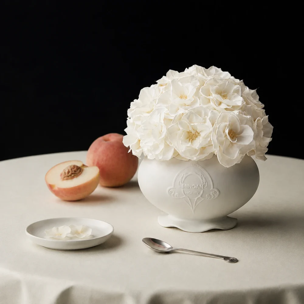 White roses 21 flowers porcelain bloom porcelain vase_05.webp
