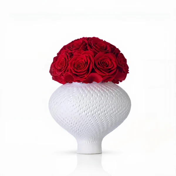 Bloom In Pearl Vase - Red Forever Roses in Vase.webp